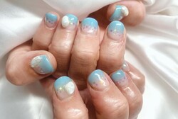 「ハンド ライトコース」ブルーのグラデーションに境目はオーロラホロを置いています！