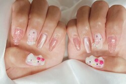 「ハンド ミドルコース」ミドルコース持ち込み画像！ 立体キティちゃんを可愛くトレンディに♡|Nail Salon Linda
