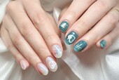 「ハンド 定額デザイン」定額ネイルを色変えで♡ 涼しげ夏ネイルバージョンです！|Nail Salon Linda