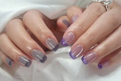 「ハンド ミドルコース」ミドルコース持ち込み画像です。 マグネットフレンチを深みのある秋カラーで！|Nail Salon Linda