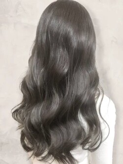 20代30代美髪☆髪質改善カラーアッシュブラックウェーブロング|髪質改善＆トリートメント Sugar