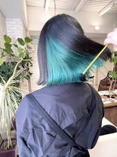 エメラルドグリーンインナーカラー|SUGAR sendai hair &amp; nail