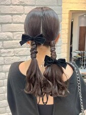 リボンで可愛く！個性的に！タイトツインアレンジ|SUGAR sendai hair &amp; nail