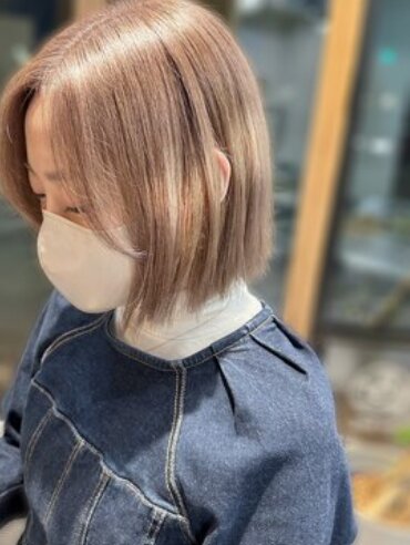 透明感抜群♪ダブルカラーブリーチミルクティーベージュ韓国ボブ|SUGAR sendai hair &amp; nail