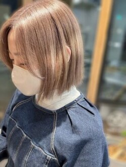 透明感抜群♪ダブルカラーブリーチミルクティーベージュ韓国ボブ|SUGAR sendai hair &amp; nail