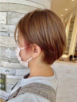 耳かけショート☆ピアスカラー☆ピンク☆ミルクティーベージュ|個室サロン SUGAR ishinomaki