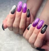 BLACK×Purpleマグで魅せる、大人の美フォルムネイル|ネイルサロン・スクールＨａｐｐｙ