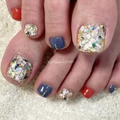 シェル埋込×補色カラーネイル|Nail Space COVO ネイルスペース コーヴォ