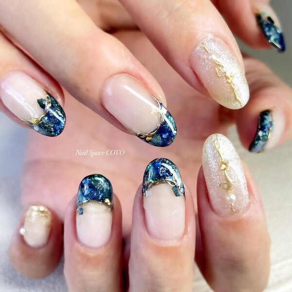 airgelでインクアート風フレンチネイル|Nail Space COVO ネイルスペース コーヴォ