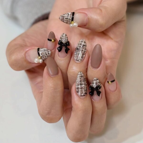 ツイード×リボンネイル★|栃木県宇都宮市　ネイルサロン　ミッシュネイル