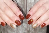 「ハンド 定額デザイン」ボルドー×ゴールドの組み合わせ！ クリスマス感も出てとても可愛いです！|Nail Salon Linda