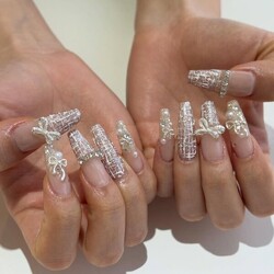 ホワイト×ツイードネイル★|栃木県宇都宮市　ネイルサロン　ミッシュネイル