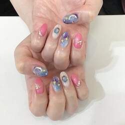 パーツやアートを組み合わせた“ギャラクシーネイル”★|栃木県宇都宮市　ネイルサロン　ミッシュネイル