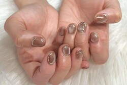 「ハンド ミドルコース」マグネットとミラーのお持ち込みデザインです！ ブラウンとゴールドの組み合わせが大人っぽくて素敵で