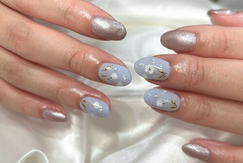 「ハンド 定額デザイン」人気のお花デザインです！ 爽やかなブルーが初夏の雰囲気にもピッタリです^_^