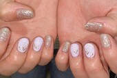 「ハンド 定額デザイン」パステルカラーと大粒のキラキラで華やかに♪|Nail Salon Linda