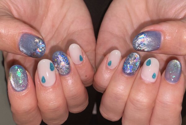 「ハンド ミドルコース」梅雨の時期もネイルにデザインを取り込むことで気分UPです！|Nail Salon Linda