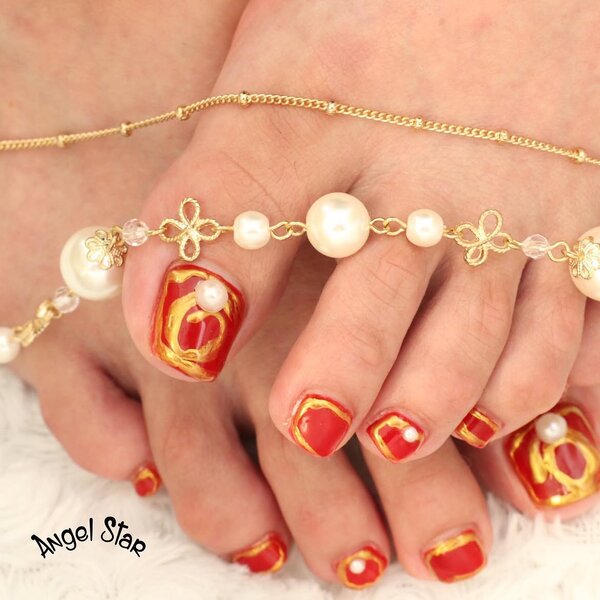 フットネイル（レッド系）|Nail Salon Angel Star