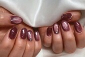 「ハンド マグネット・ワンカラー」くすみピンクで大人っぽい可愛さです！|Nail Salon Linda