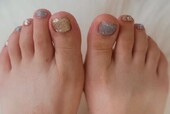 「ハンド ミドルコース」フラッシュとゴールドラメの組み合わせが可愛い夏の定番カラーです。|Nail Salon Linda