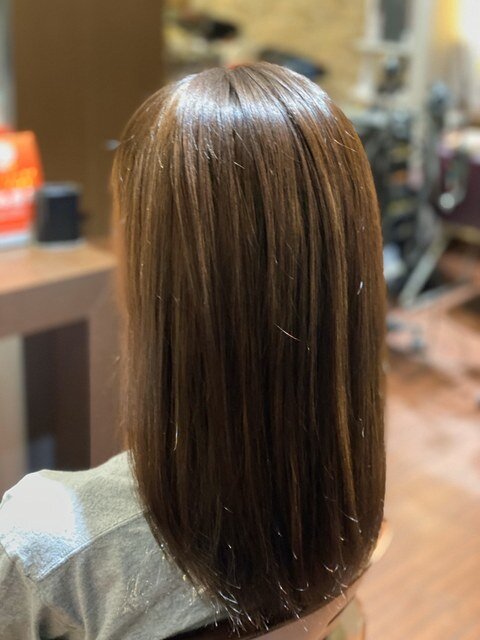 髪質改善×うるツヤストレートセミロング|HAIR SPACE G.O.D