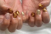 「ハンド ミドルコース」秋にぴったりのべっ甲ネイルです！|Nail Salon Linda