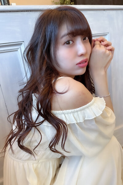 [アイキャッチ]デジタルパーマロングヘア・福山・韓国グレージュコテ巻き風