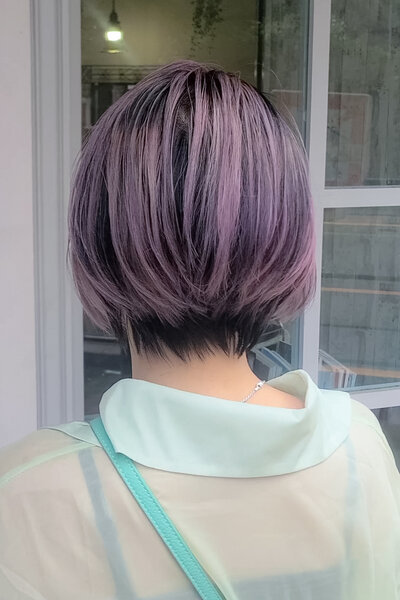 [アイキャッチ]ラベンダーグレージュ丸みボブ
