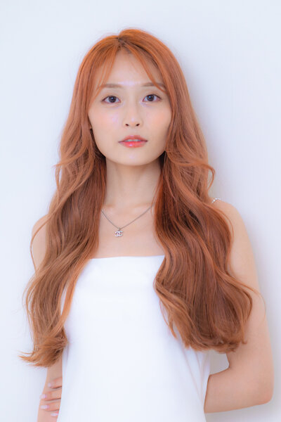 [アイキャッチ]韓国風オレンジブラウン×ロングレイヤーで華やか垢抜けヘア