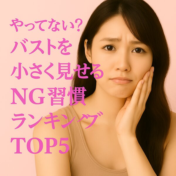 [アイキャッチ]✧.˚ やってない？バストを小さく見せるNG習慣ランキングTOP5 ⟡.·.
