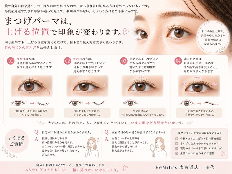 [アイキャッチ]つり目・たれ目で変わるまつげパーマの上げ方