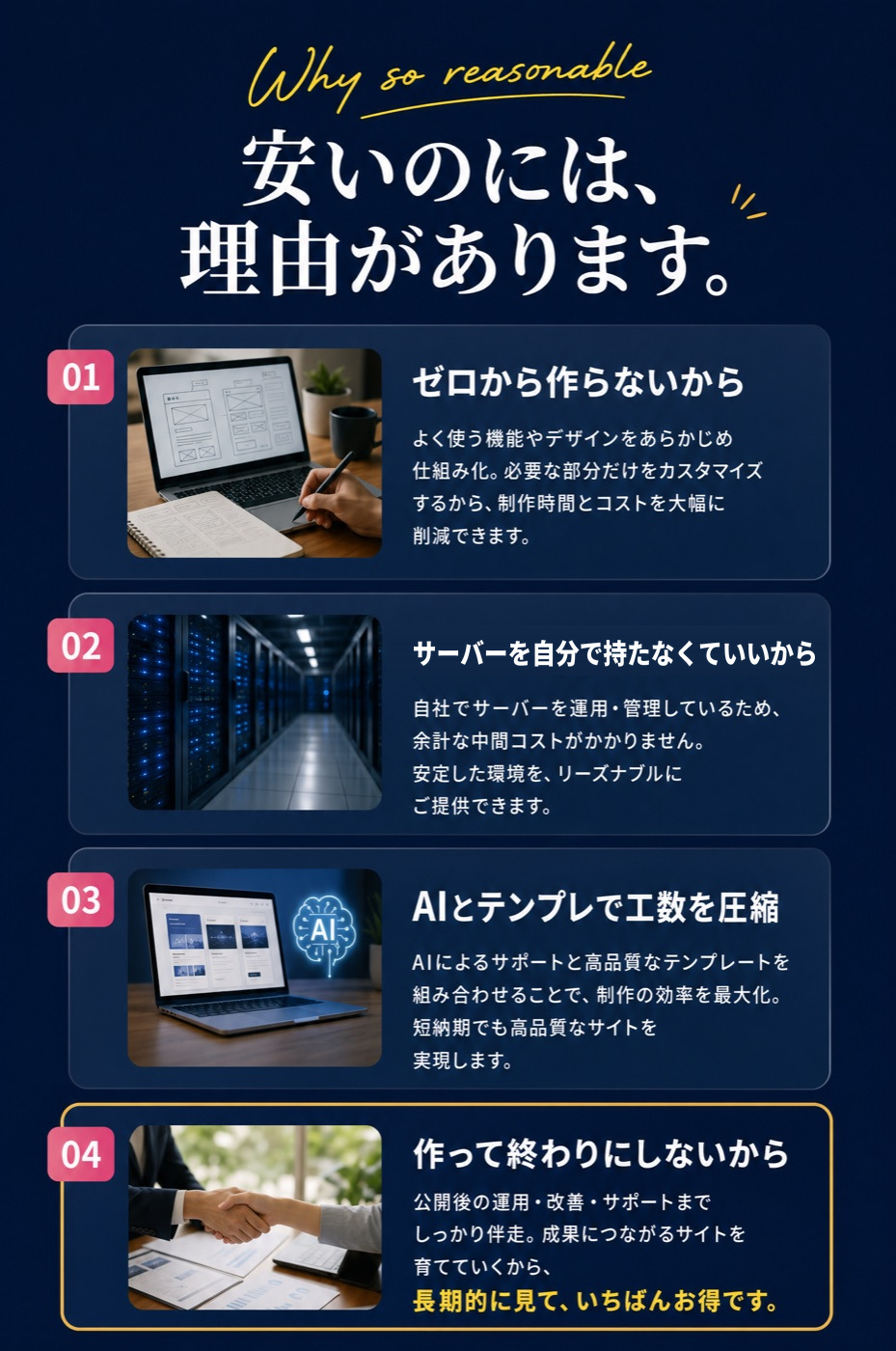 安いのには、ちゃんと理由があります。