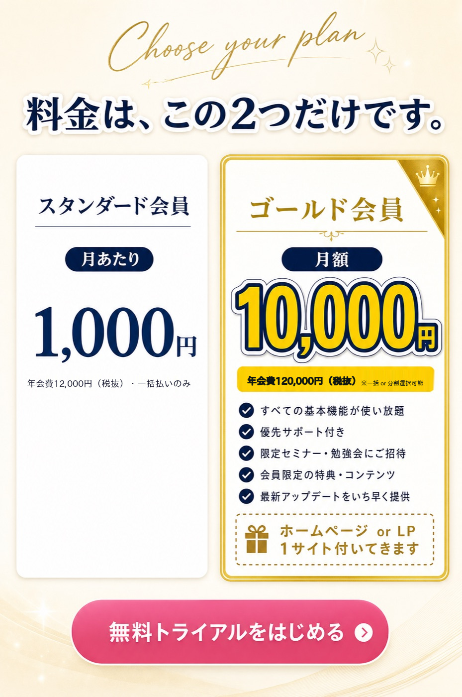 料金は、この2つだけです。